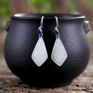 Natural Jade Earrings Nephrite Silver Earrings ZNE497