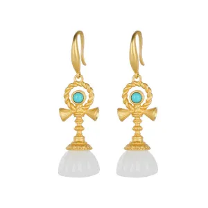 Natural Jade Earrings Nephrite Turquoise Silver Earrings ZNE159