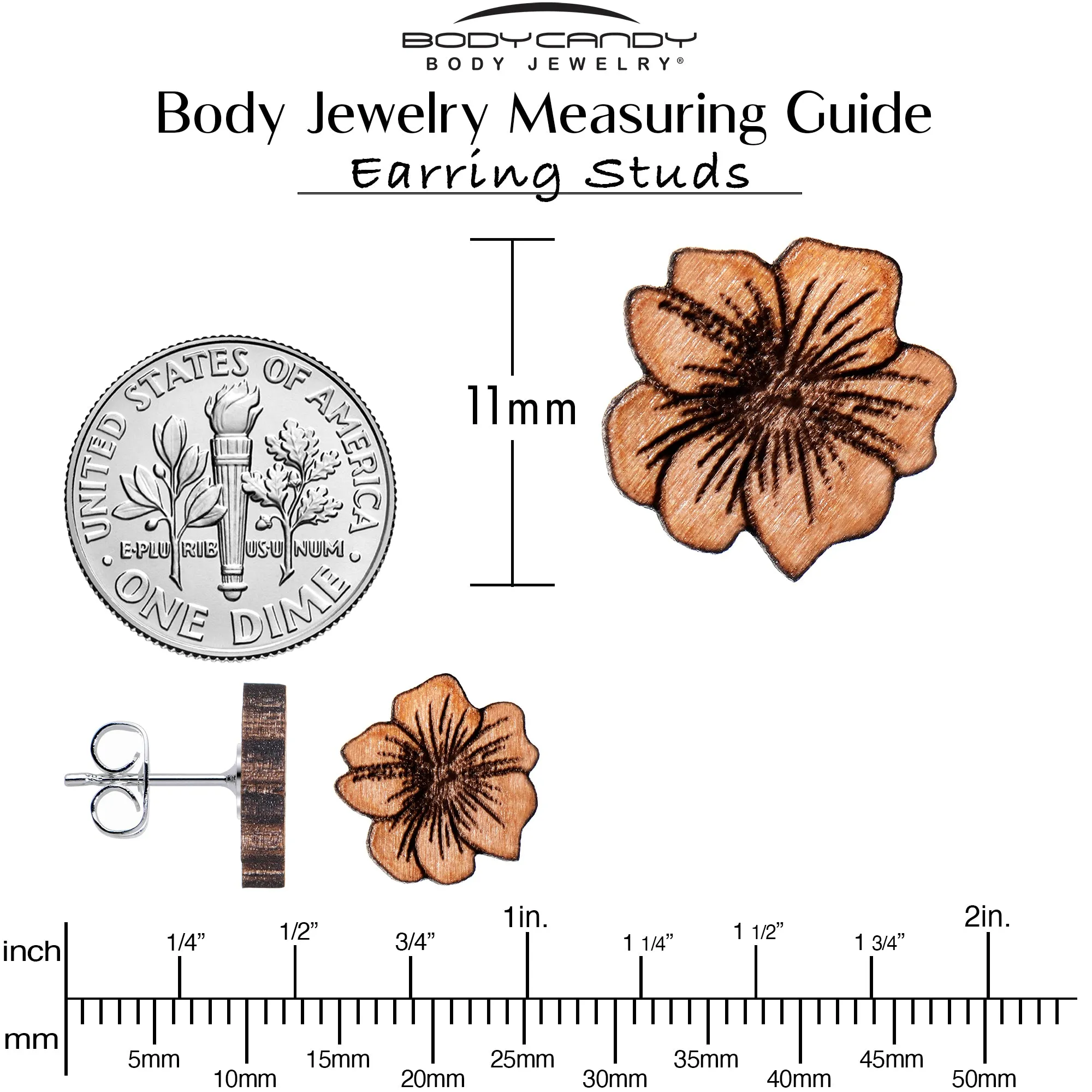 Natural Maple Wood Spring Flowers Stud Earrings