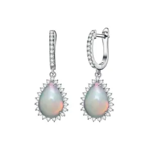 Natural Opal  Water Drop 9*13mm Gemstone in 925 Sterling Silver Clasp Earrings