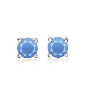 Natural Owyhee blue opal from Oregon 925 Sterling Silver Earrings 5mm