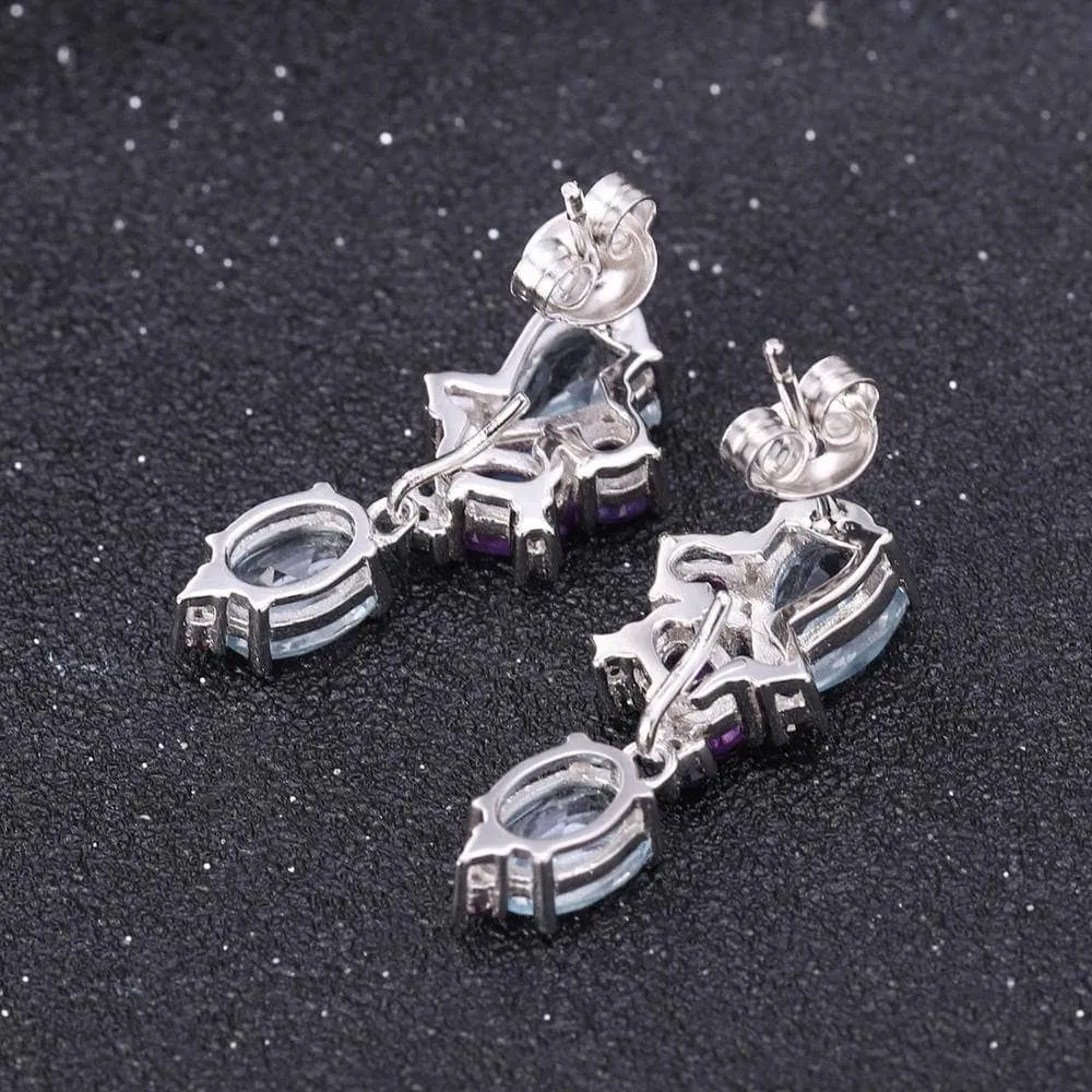 Natural Topaz Amethyst Ring Earrings