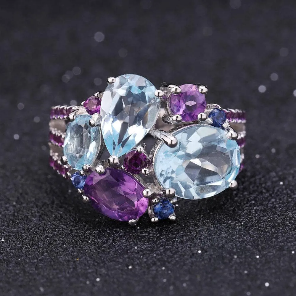 Natural Topaz Amethyst Ring Earrings