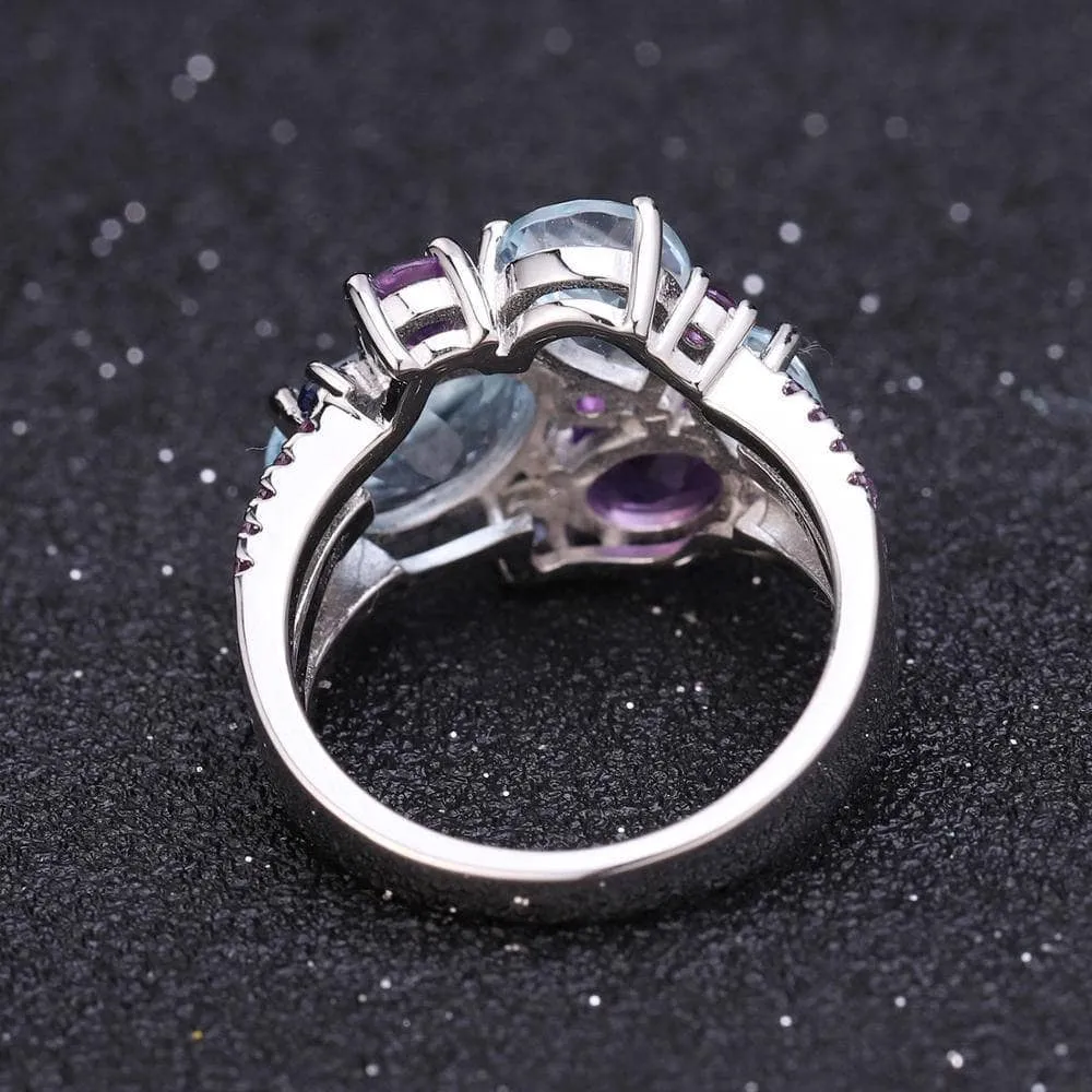 Natural Topaz Amethyst Ring Earrings