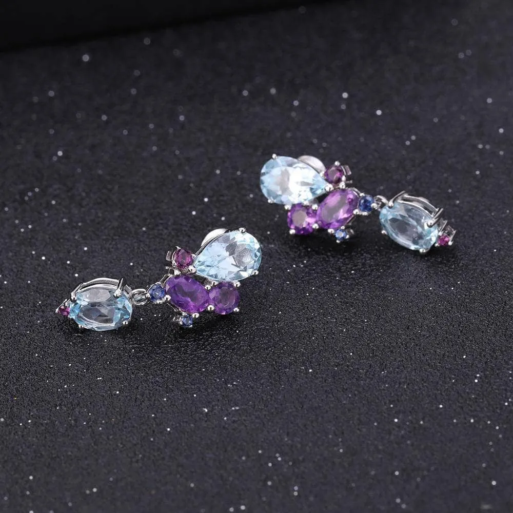 Natural Topaz Amethyst Ring Earrings