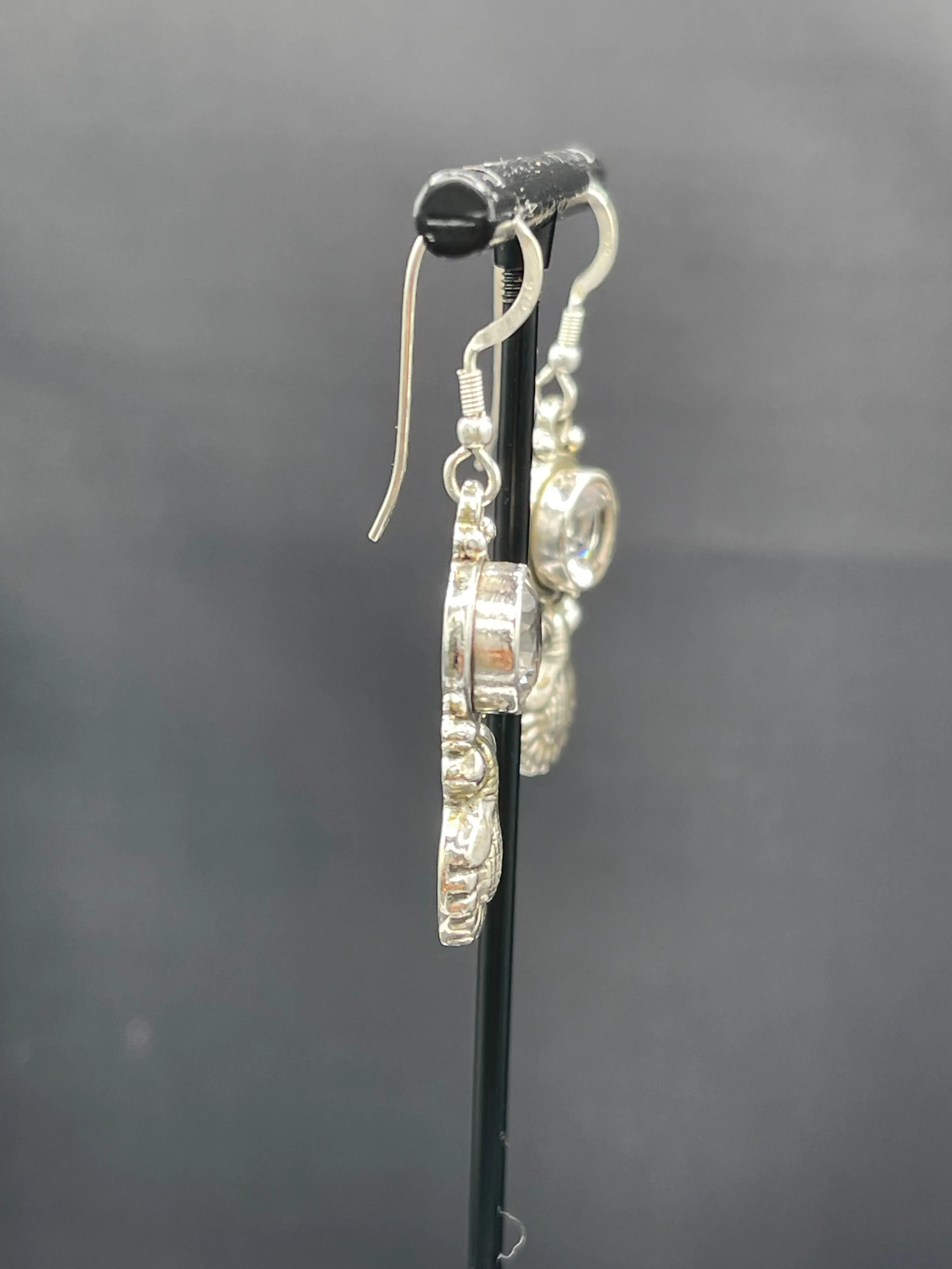 Natural White Topaz Sterling Silver Dangle Earrings