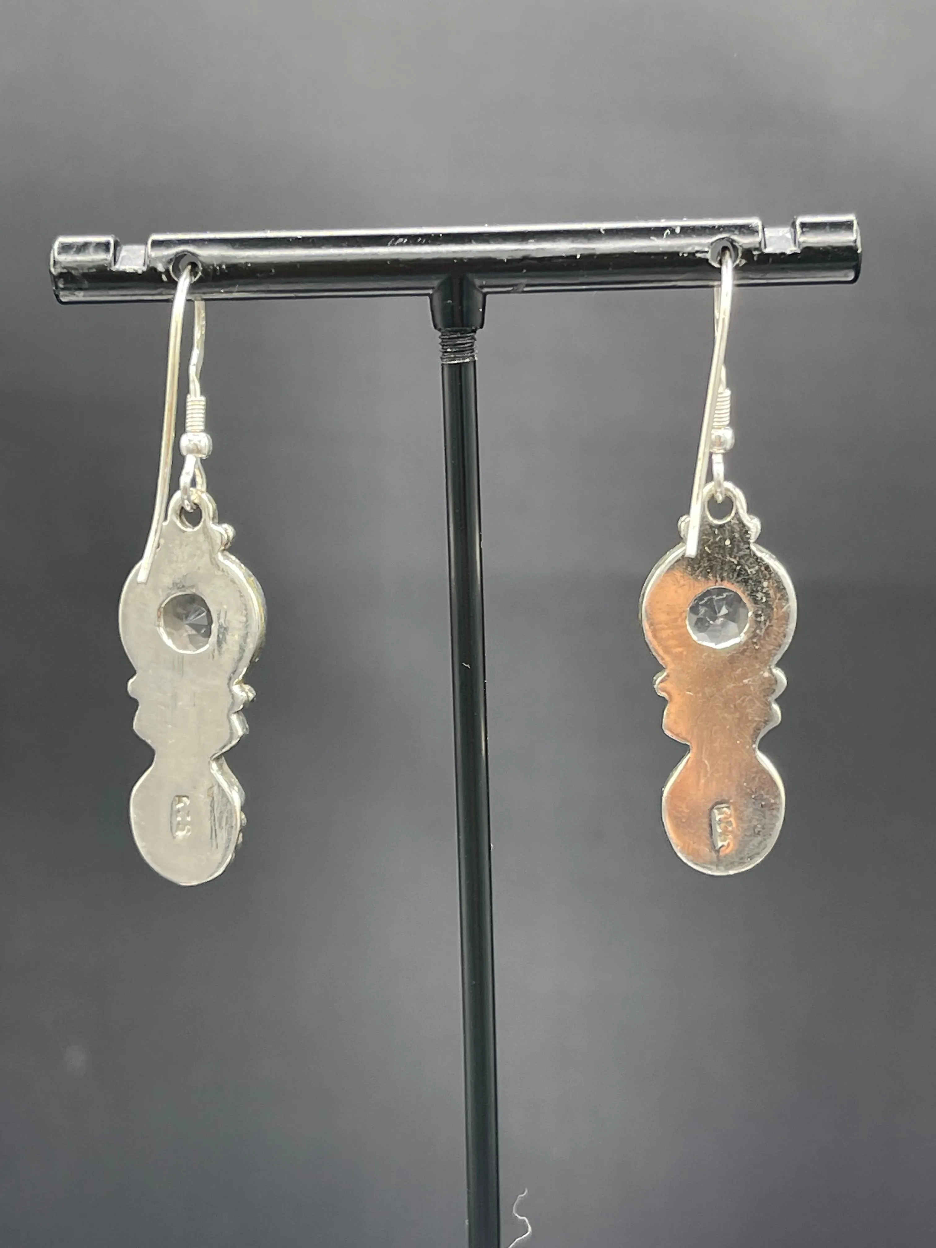Natural White Topaz Sterling Silver Dangle Earrings