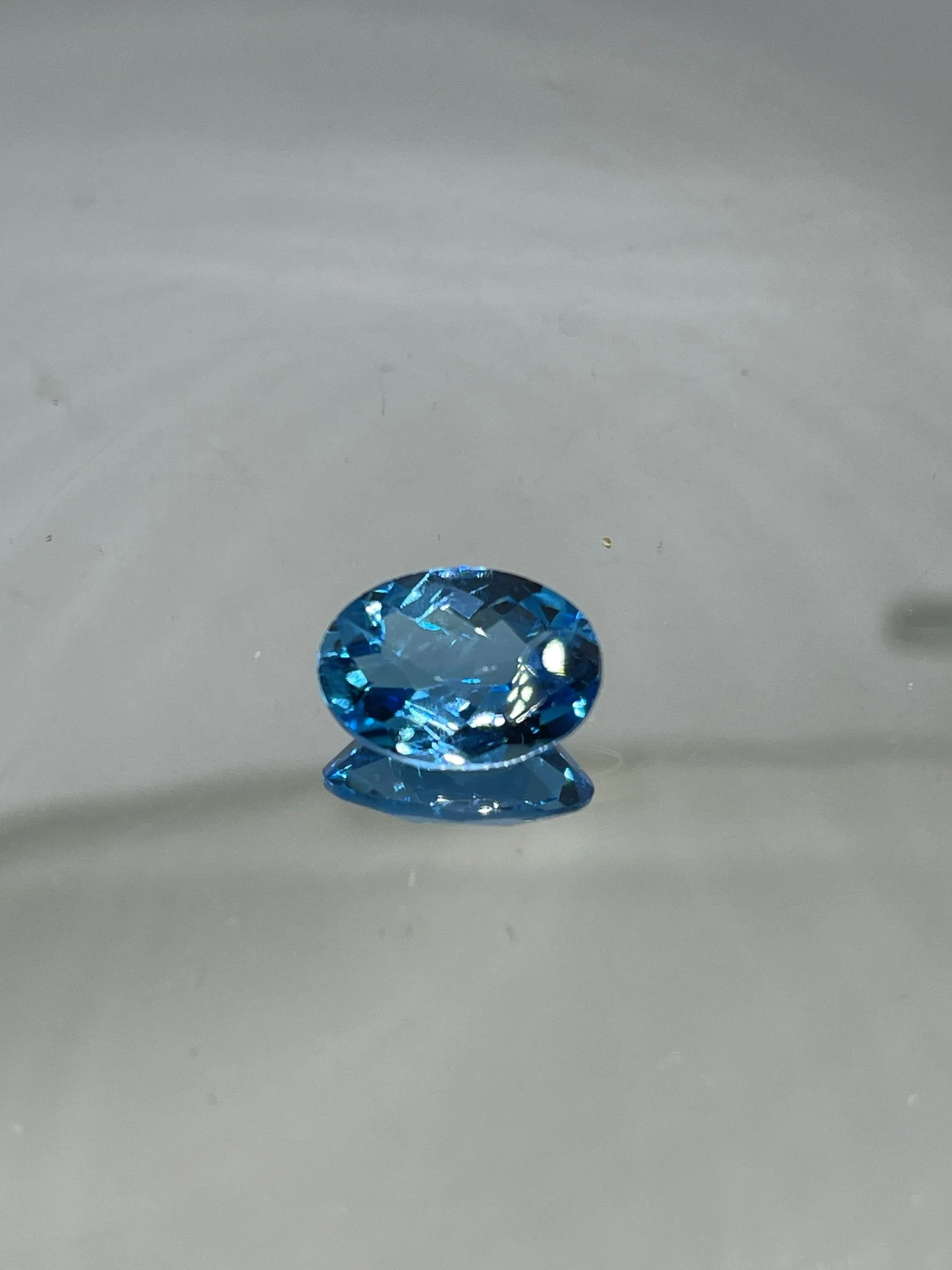 Neon Swiss Blue Topaz 14x10 Oval Checkerboard Cut Gemstone