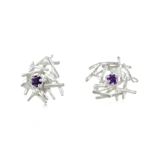Nest Earrings Silver with Amethyst