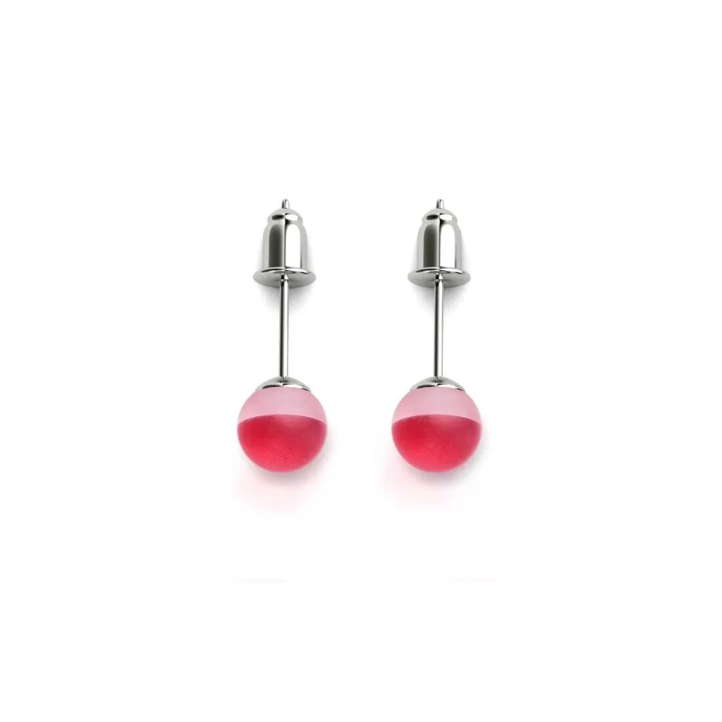 Nogu Dark Vermillion | .925 Sterling Silver | Mermaid Glass Mini Stud Earrings