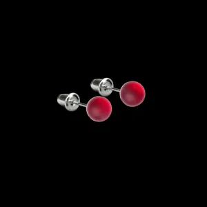 Nogu Dark Vermillion | .925 Sterling Silver | Mermaid Glass Mini Stud Earrings