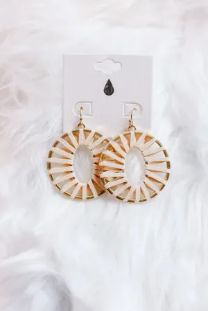 Nyla Leather Wrapped Hoop Earrings - Ivory