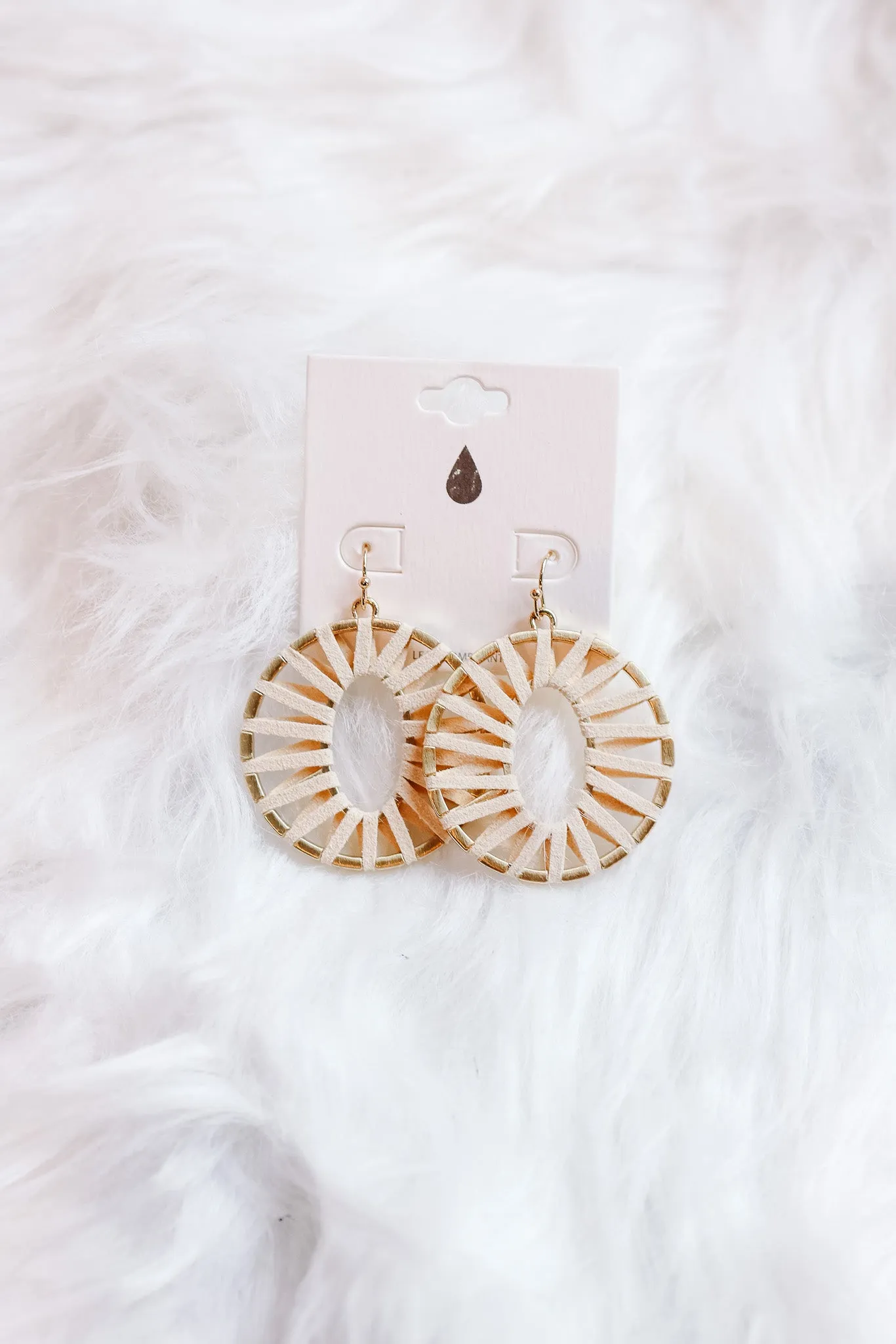 Nyla Leather Wrapped Hoop Earrings - Ivory