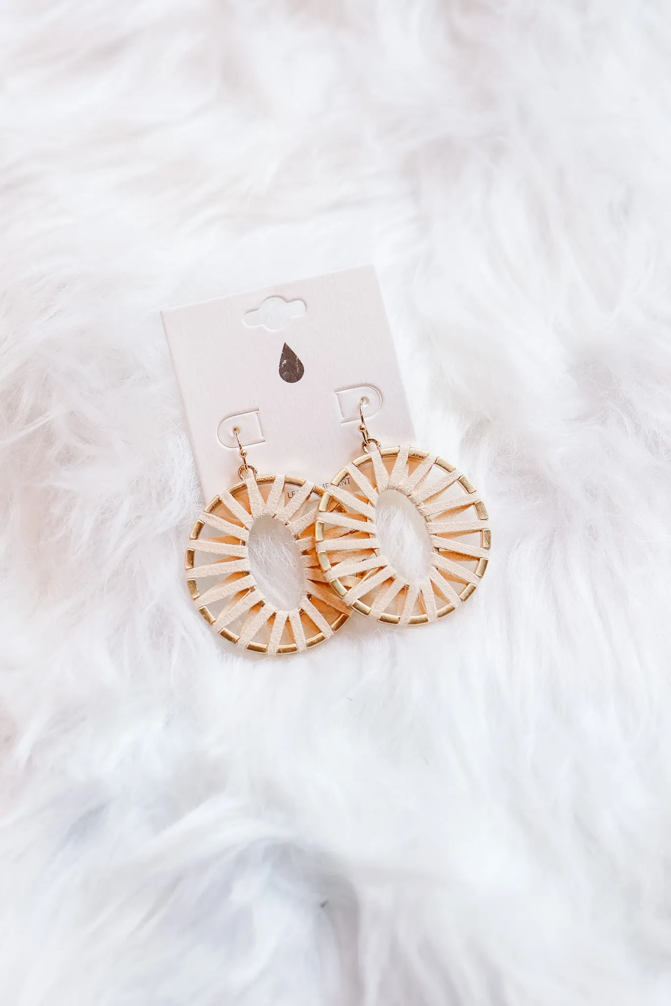 Nyla Leather Wrapped Hoop Earrings - Ivory