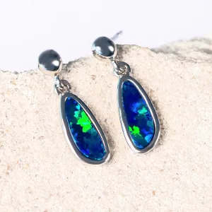 'Nyomi' Silver Doublet Opal Earrings