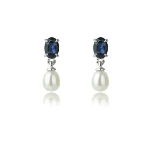 OCEANS WHITSUNDAYS FRESHWATER PEARL EARRINGS SAPPHIRE BLUE