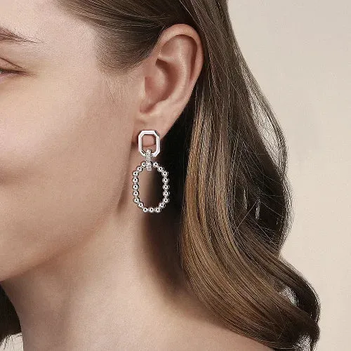 Octagon White Sapphire Bujukan Stud Drop Earrings