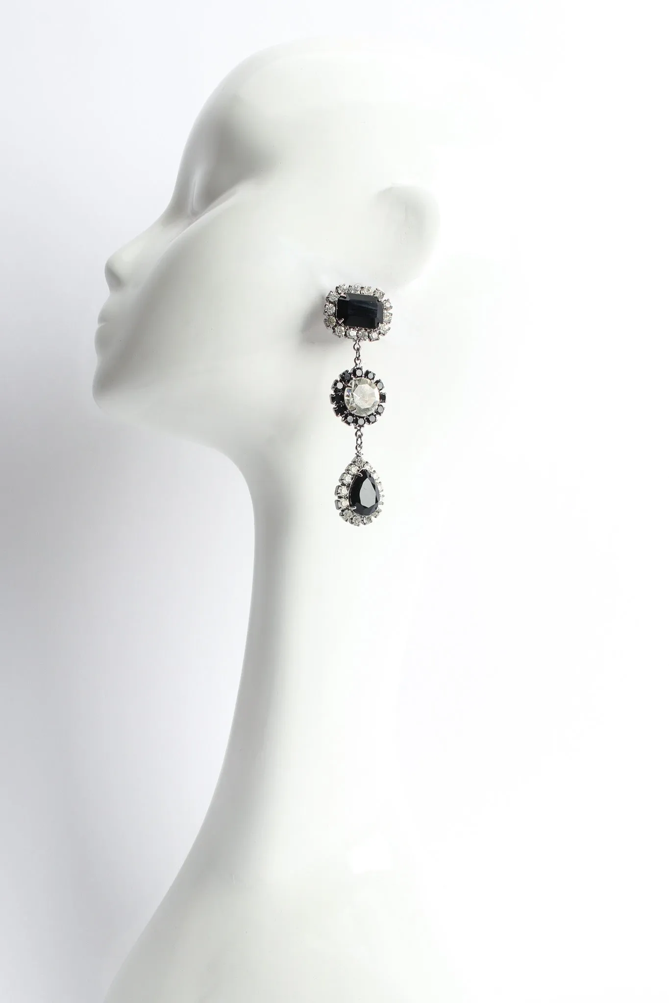 Onyx Rhinestone Drop Earrings
