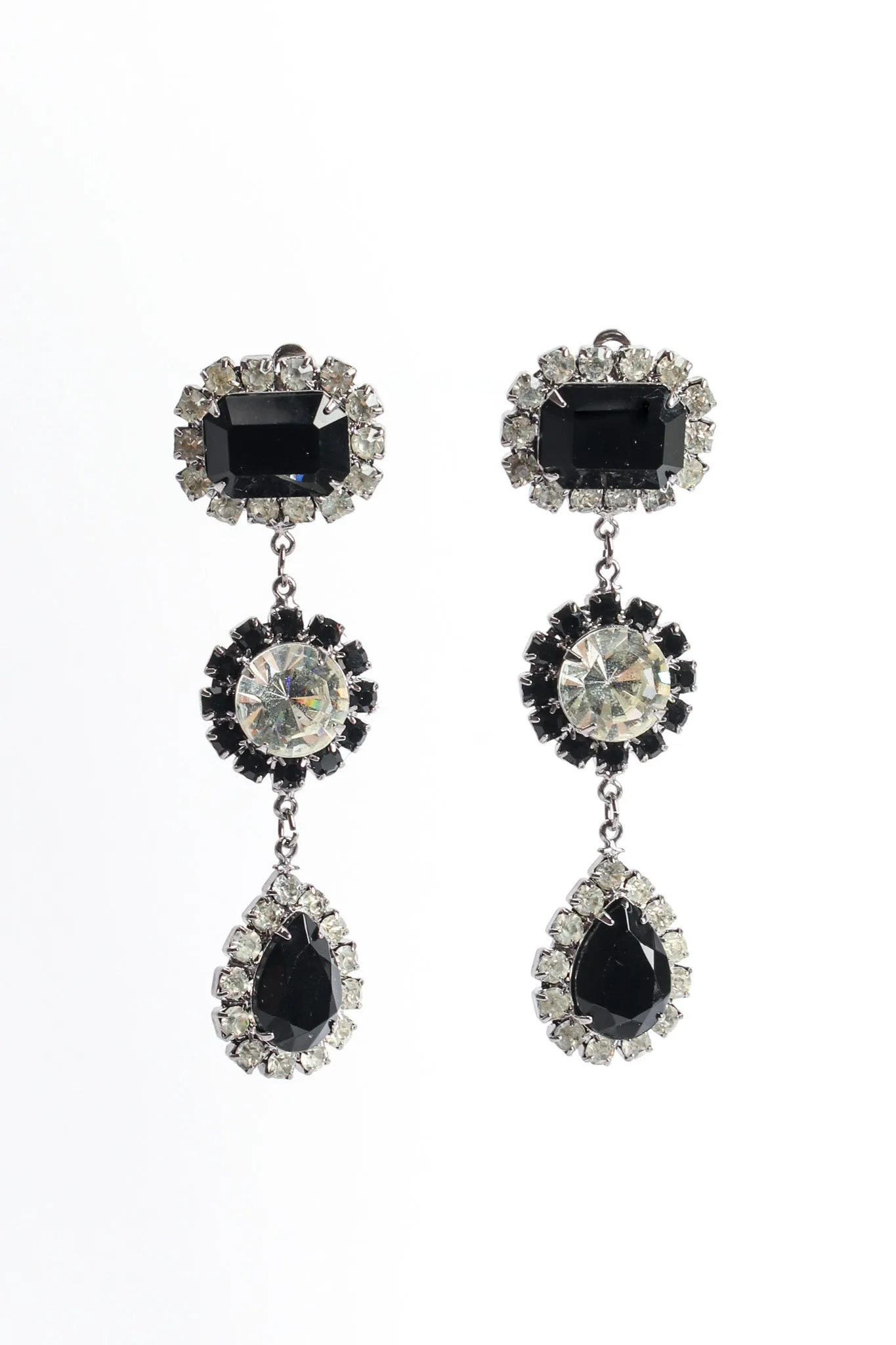 Onyx Rhinestone Drop Earrings