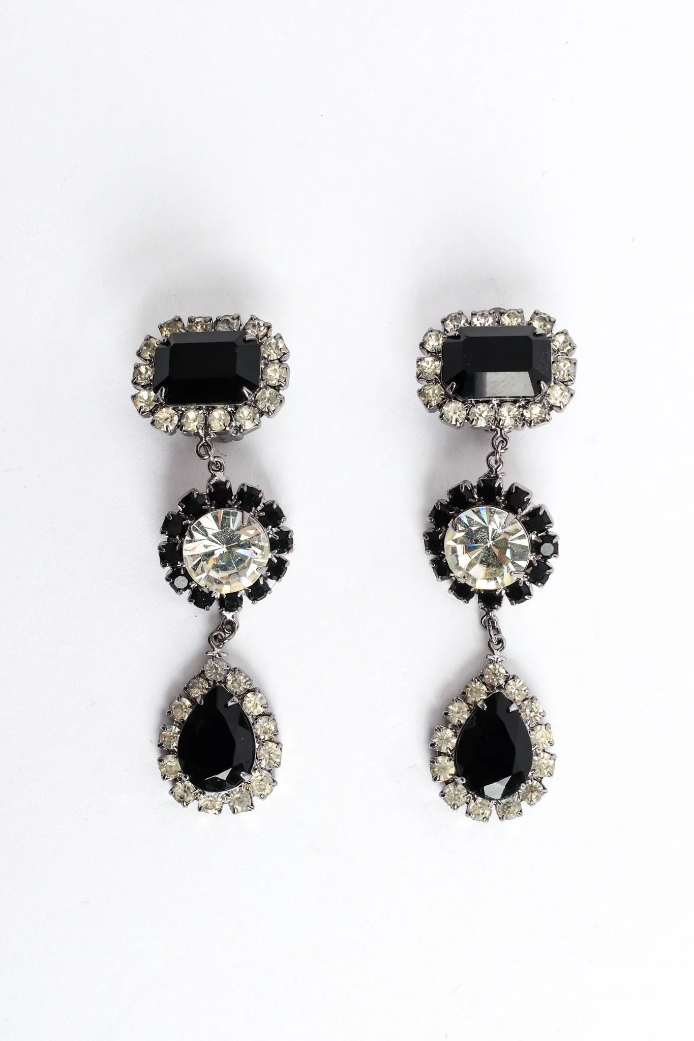 Onyx Rhinestone Drop Earrings