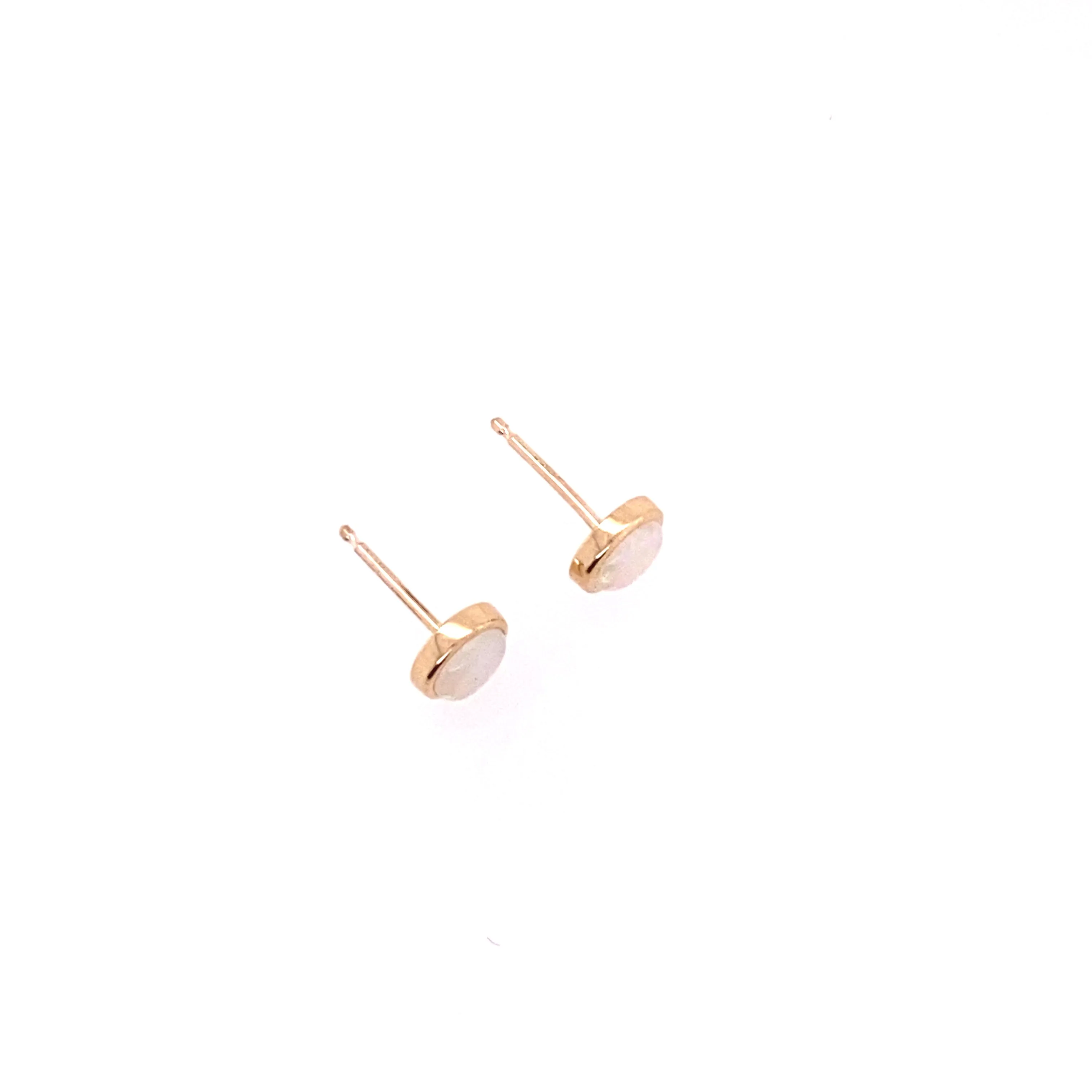 OPAL BEZEL STUDS | 14K GOLD & OPAL