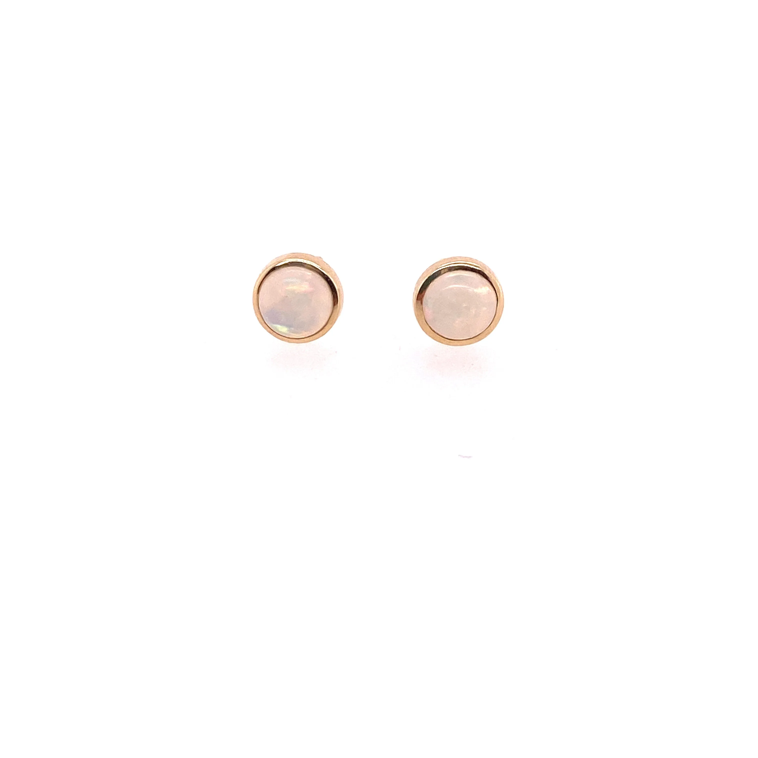 OPAL BEZEL STUDS | 14K GOLD & OPAL