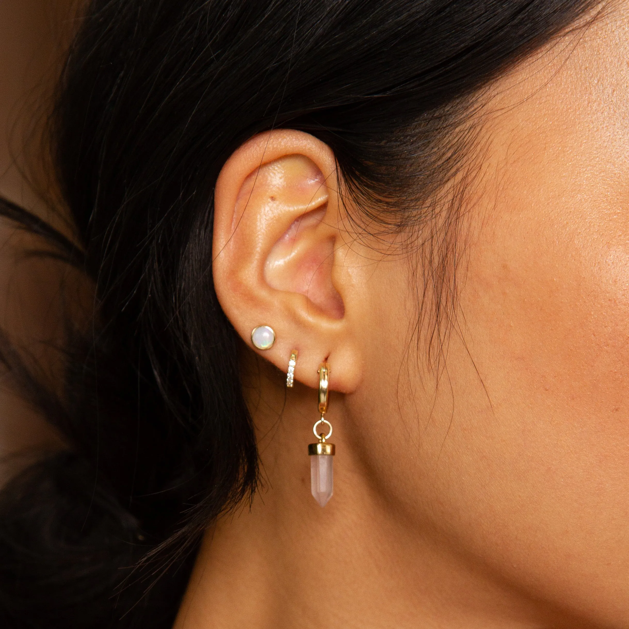 OPAL BEZEL STUDS | 14K GOLD & OPAL