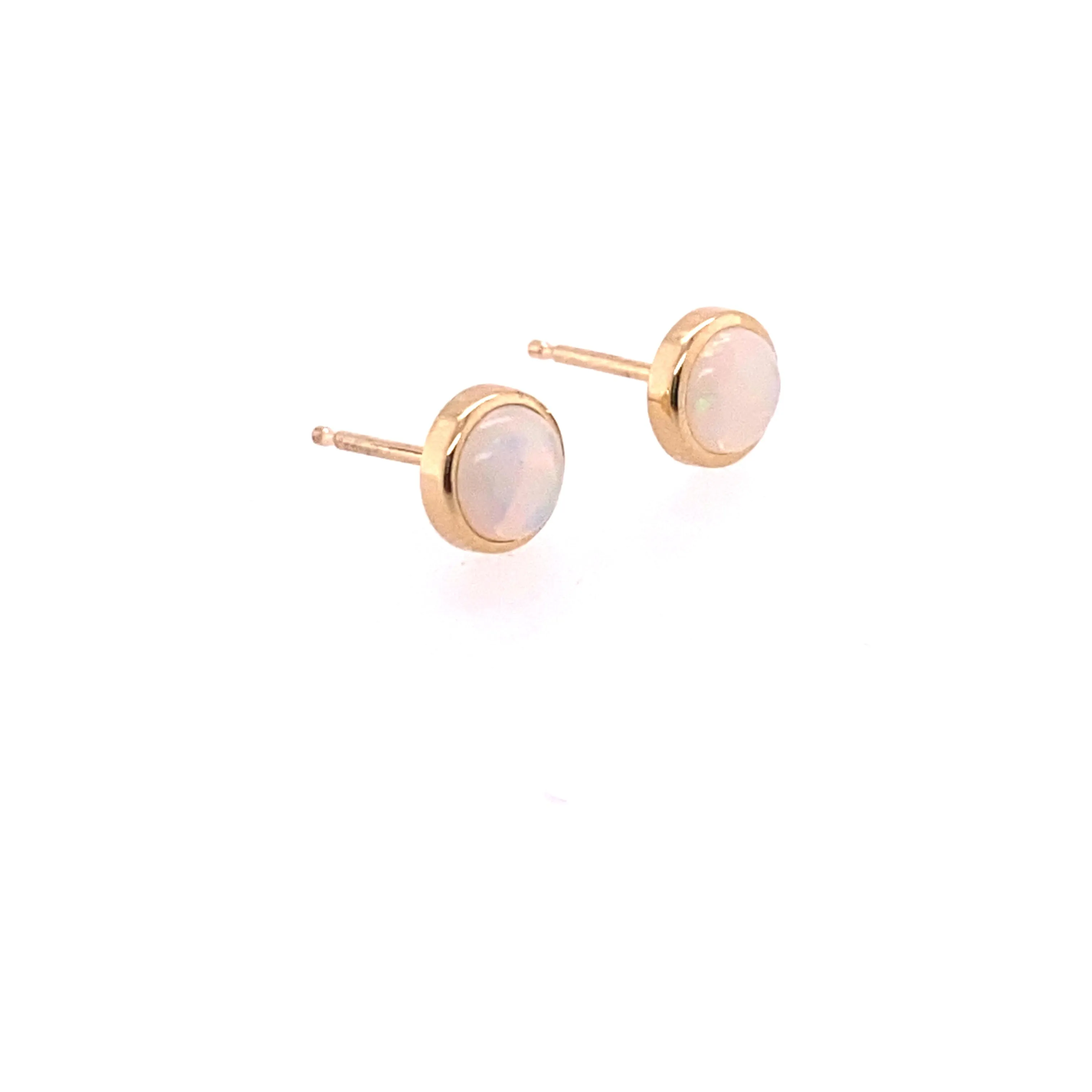 OPAL BEZEL STUDS | 14K GOLD & OPAL