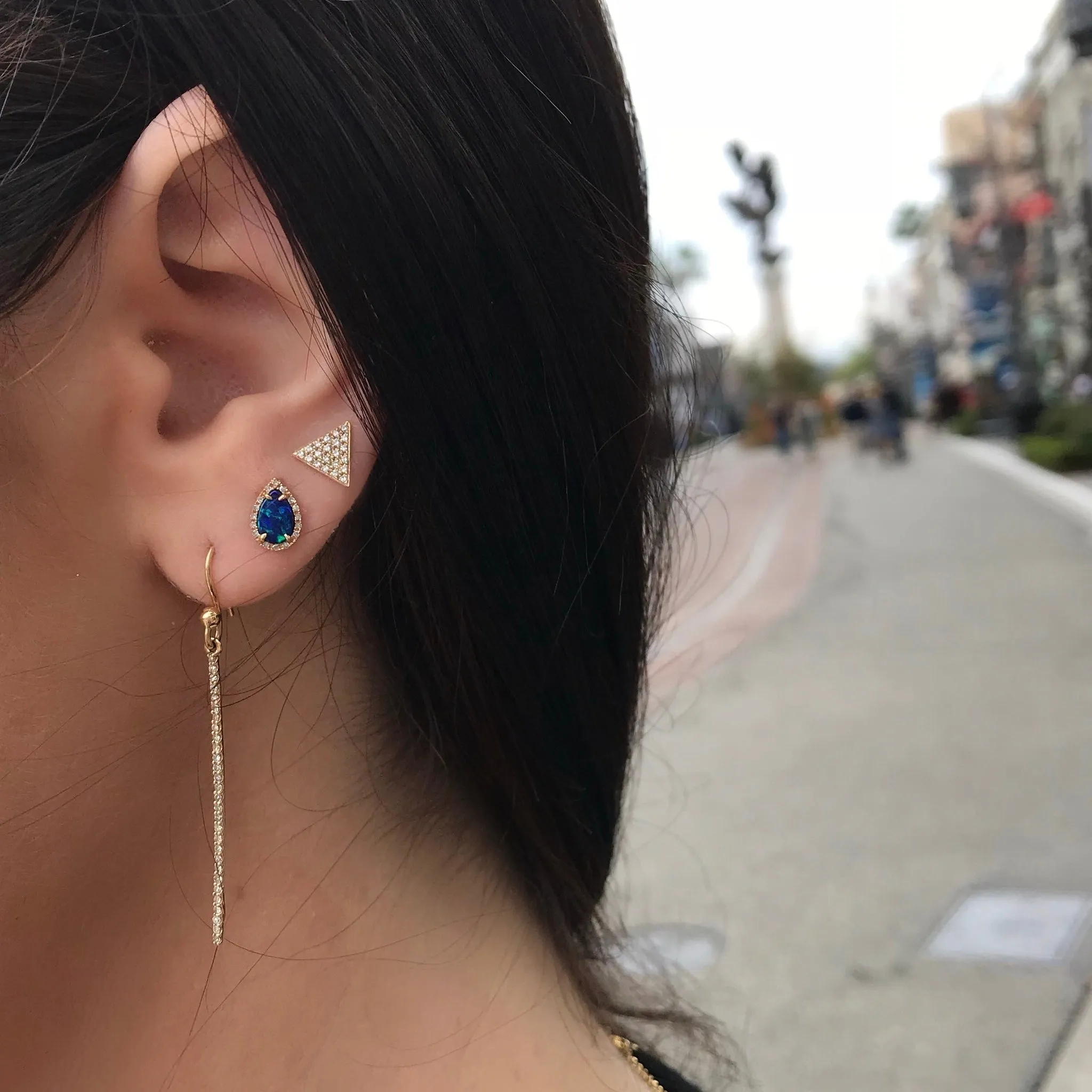 Opal Diamond Teardrop Stud