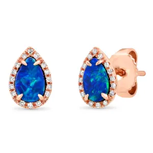 Opal Diamond Teardrop Stud