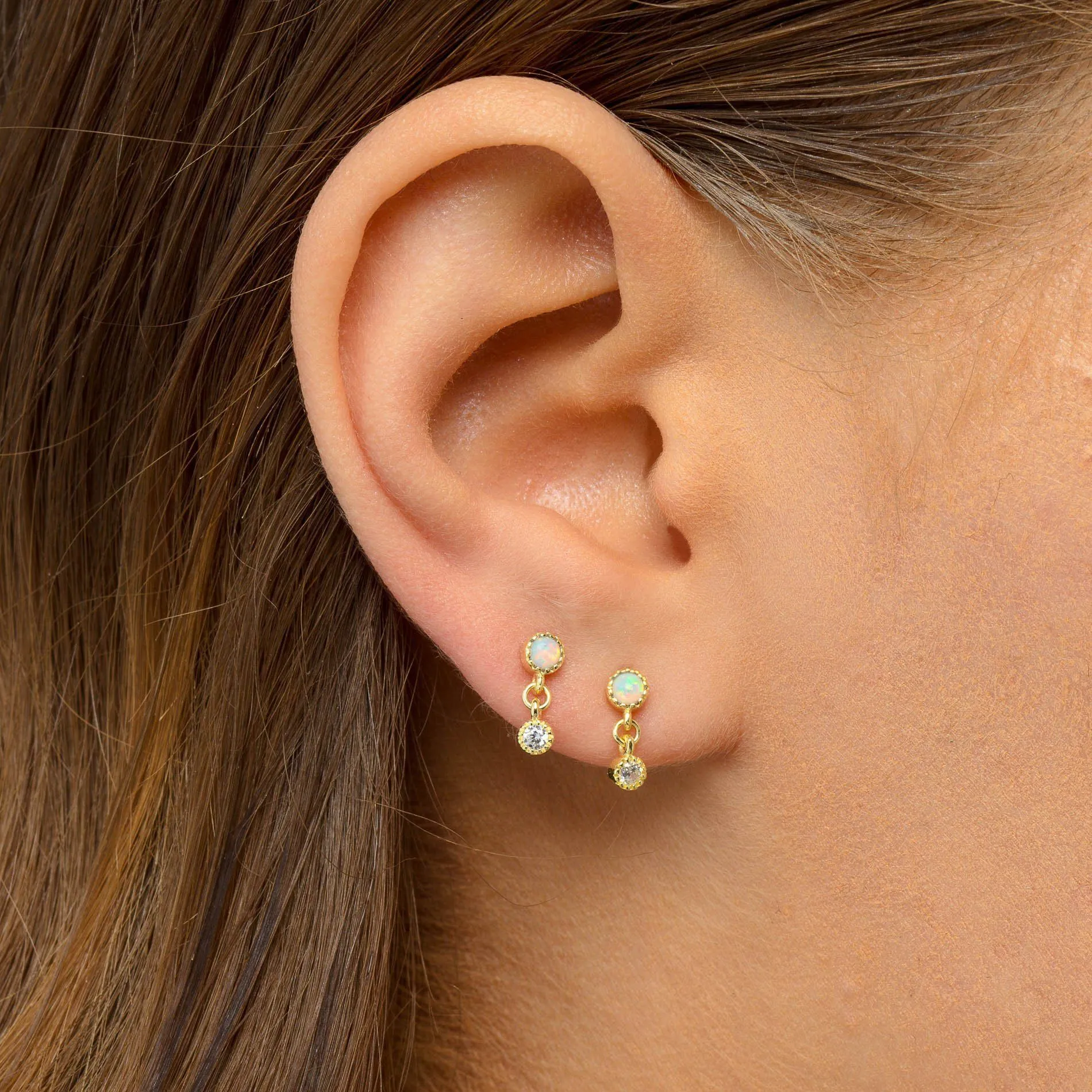 Opal Drop Stud Earring