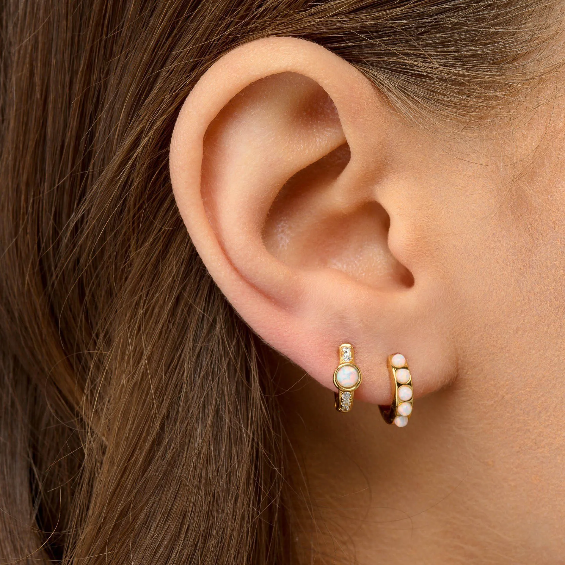 Opal Huggie Earring