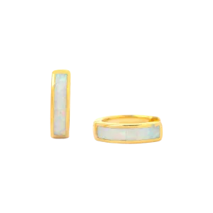 Opal Inlay Huggie Hoop Earrings