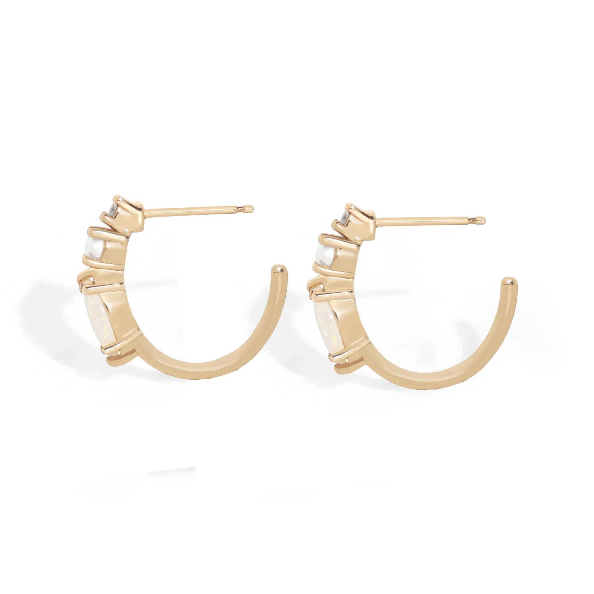 Opal Pearl Diamond Hoops