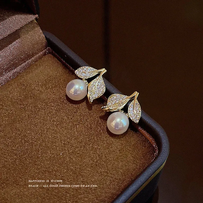 Opal Petal Circle Stud Earrings Luxury Party Girl's Unusual Earrings