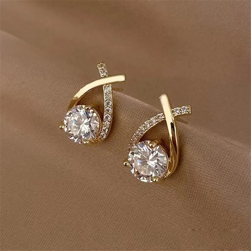 Opal Petal Circle Stud Earrings Luxury Party Girl's Unusual Earrings