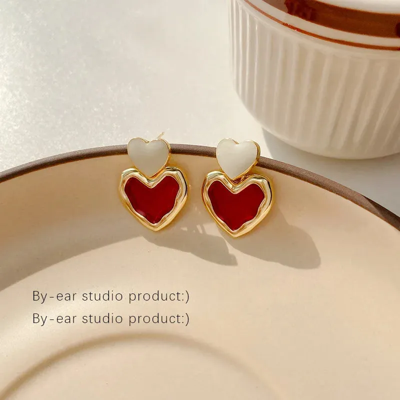 Opal Petal Circle Stud Earrings Luxury Party Girl's Unusual Earrings