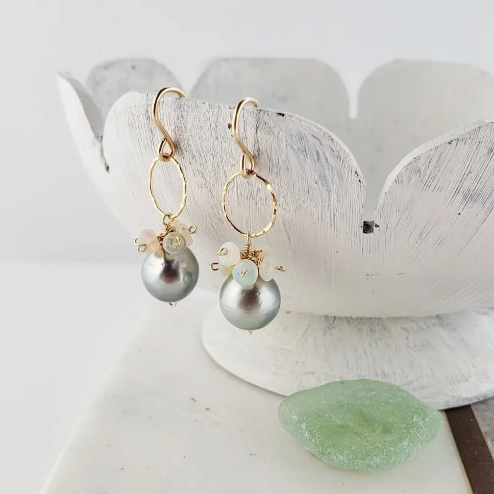 Opal Tahitian Pearl Earrings