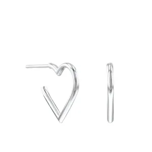Open Heart hoop Earrings | 9K White Gold