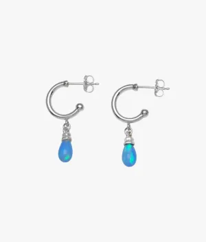 Open hoop hook earrings with tear drop Czelline opal