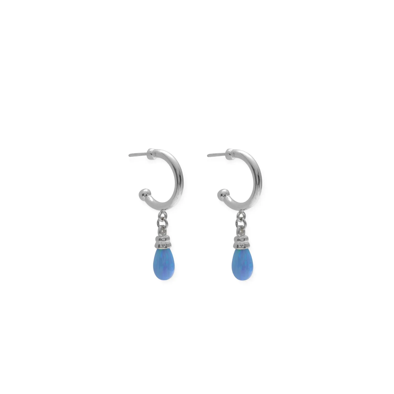 Open hoop hook earrings with tear drop Czelline opal