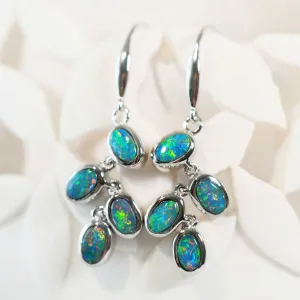 'Ophelia' Silver Doublet Opal Earrings