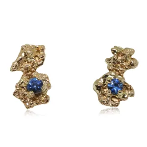 Out Of The Sea 14k Yellow Gold Earrings with Sapphire