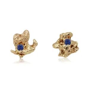 Out Of The Sea 14k Yellow Gold Petit Earrings with Sapphire