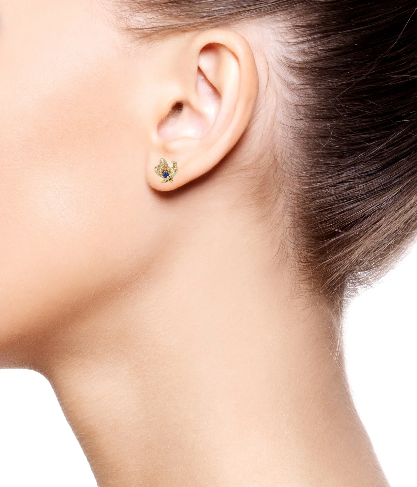 Out Of The Sea 14k Yellow Gold Petit Earrings with Sapphire