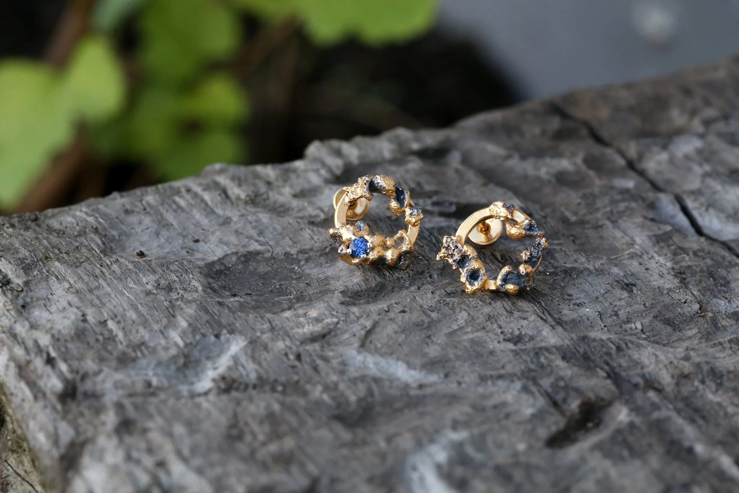 Out of the Sea Growth Earrings with Sapphire