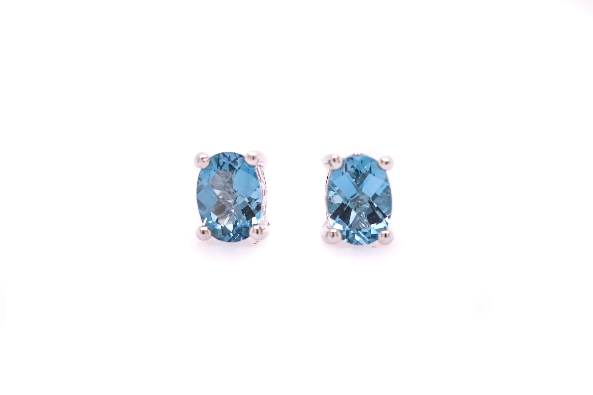 Oval Cut Swiss Blue Topaz Earrings