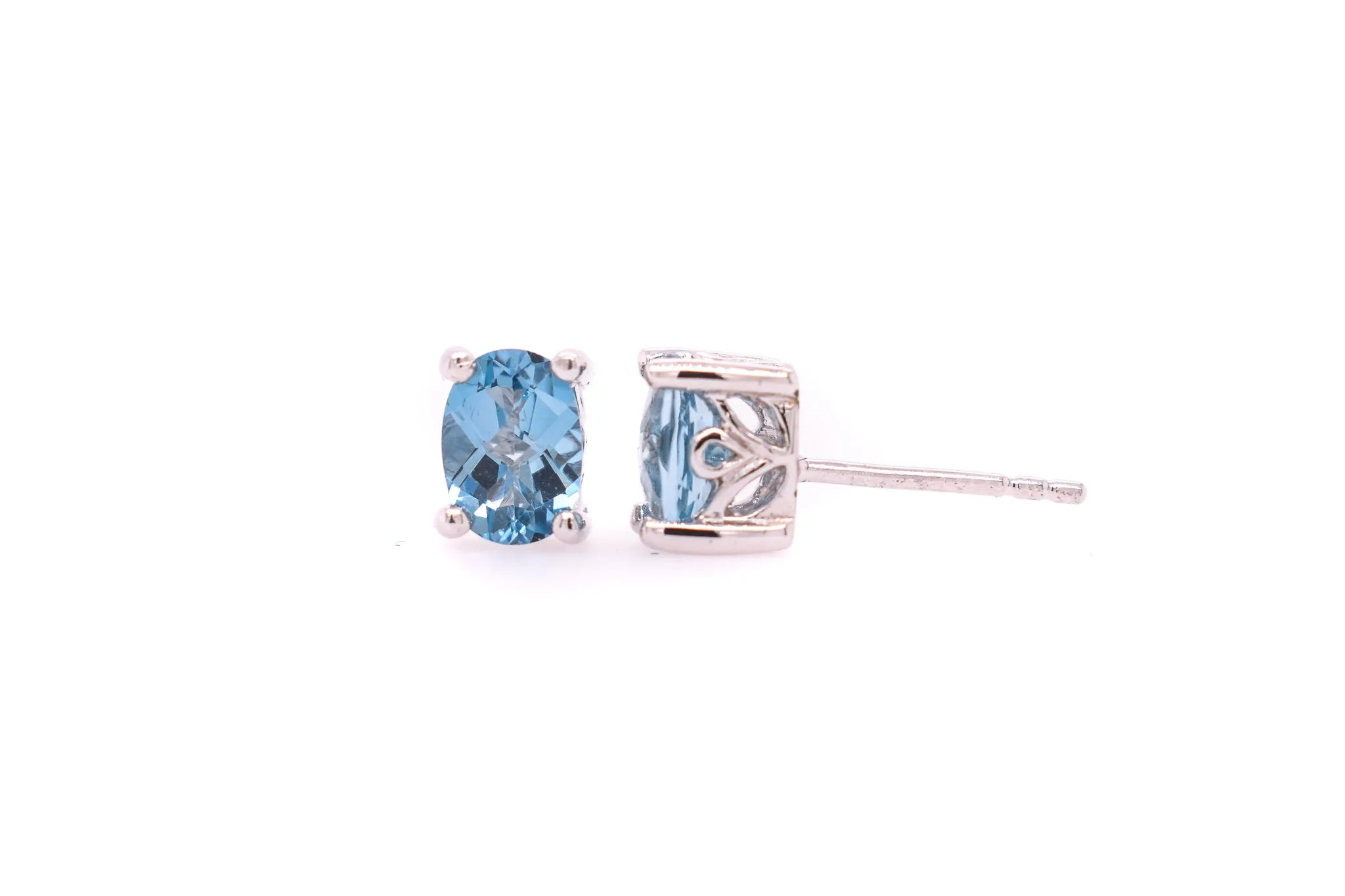 Oval Cut Swiss Blue Topaz Earrings