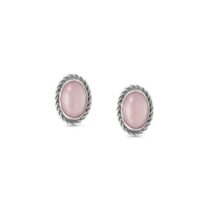 Oval Pink Opal Stud Earrings