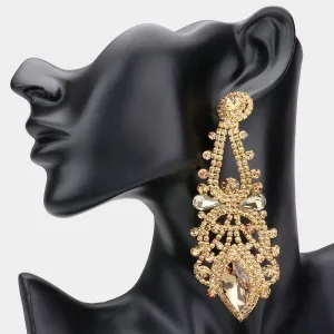 Oversized Topaz Crystal Marquise Stone Statement Earrings  | Pageant Earrings | 536008